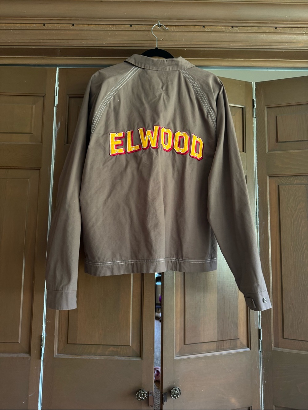 Elwood Men's Brown Lightweight Shirt Jacket with Yellow & Red Logo